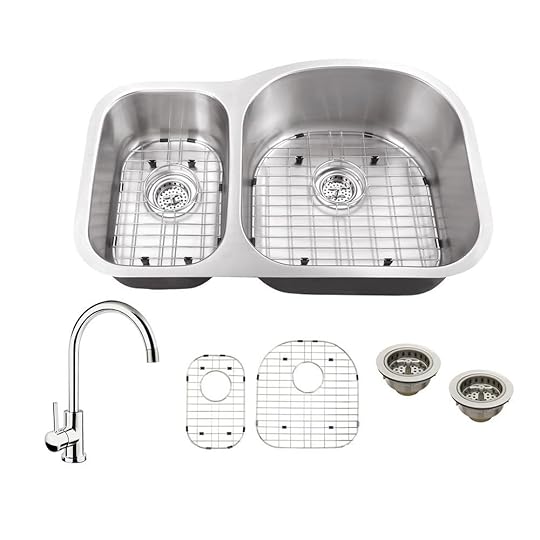 All In E Undermount Stainless Steel Silver 31 5 In 30 70 Double Kitchen Sink 1 Bowl