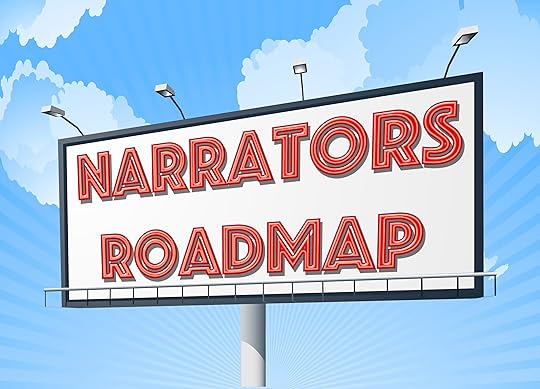 billboard with Narrators Roadmap in letters that look like red neon