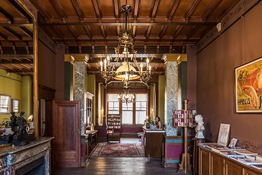 View of the decorated interior on the ground floor of the first house by Horta, Maison Autrique