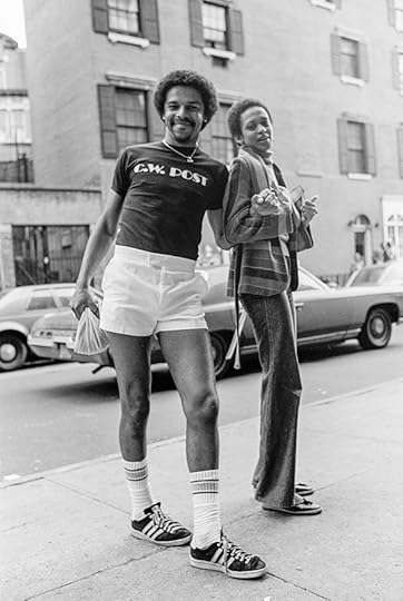 Black-and-white photograph of two subjects in New York