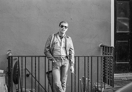 Black-and-white photograph of a man in New York