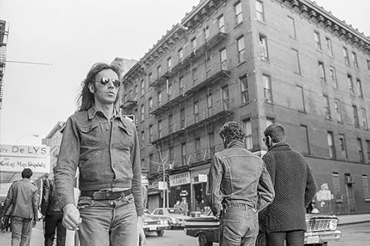 Black-and-white photograph of a man in New York