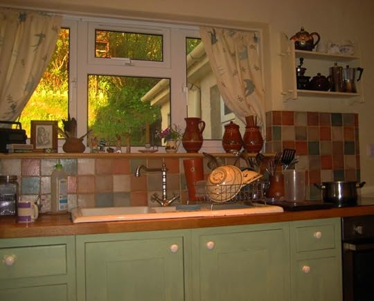 Evening sunlight through the kitchen window.