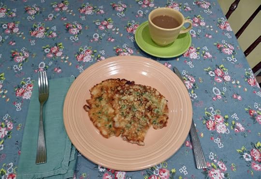 Nettle pakecakes on the breakfast table