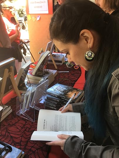 Am I making a duck face?? Photo taken by Loren Rhoads at Bay Area Book Festival 2019.