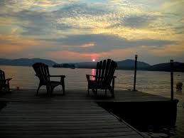 adirondack chairs on the dock