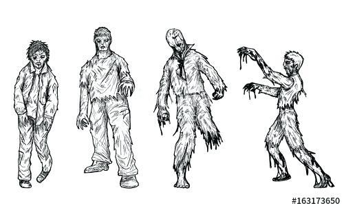 drawing of a zombie set of zombie by hand vector in man walking in graveyard drawing zombies tutorial