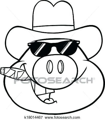 pig head drawing black and white pig head character with hat and cigar illustration isolated on white how to draw a pigs head