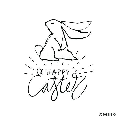 easter pictures to draw greeting card cute rabbits hand draw illustration with phrases happy draw illustration postcards design of cute rabbit easter bunny pictures easy to draw