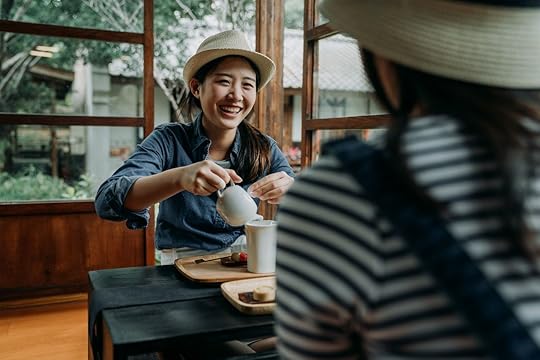 Two travelers at a restaurant in Kyoto
