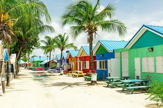 Colourful houses on the tropical island of Barbados in the Carribean