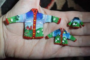 Sheep Farm trio knit by Althea Cromeby 