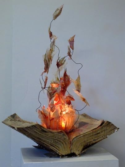 Burning Book Sculpture
