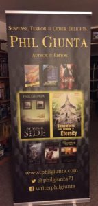 Vertical Banner promoting Phil's books