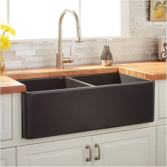 Sink Bowls for Kitchen 33" Reinhard Double Bowl Fireclay Farmhouse Sink Dark Gray
