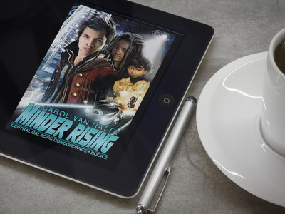 Photo of an ereader with a book cover displayed