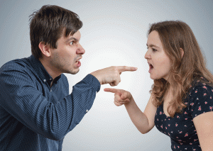 Two people playing the blame game