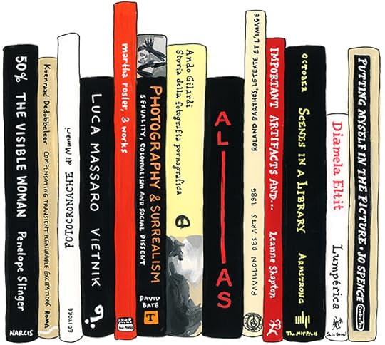 Ilustration of Federica Chiocchetti's ideal bookshelf by Jane Mount.