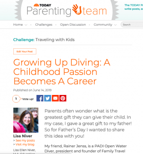 TODAY Growing up scuba diving by Lisa Niver