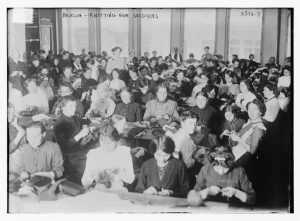 Women in Berlin knitting for soliders, 1914. Library of Congress/LC-DIG-ggbain-18341