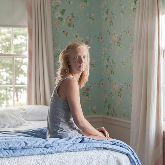 Francis F. Denny, Hope, in the guest bedroom (Bar Harbor, ME), 2012. Teenage girl sitting on a bed and looking into the camera
