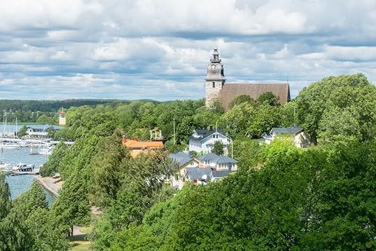 A view over Old Town and boat harbour on a summer day in Naantali, Finland