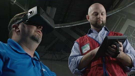 Lowes employee using virtual reality training tools.