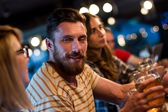 A man with a Red face after drinking alcohol