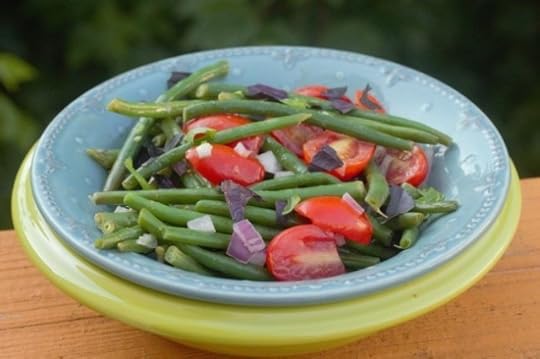 Grape Tomato, Green Bean, and Purple Basil Salad
