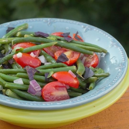 Graple tomato, green bean, and Purple basil salad