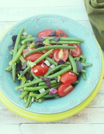 Grape Tomato, Green Bean, and Purple Basil Salad