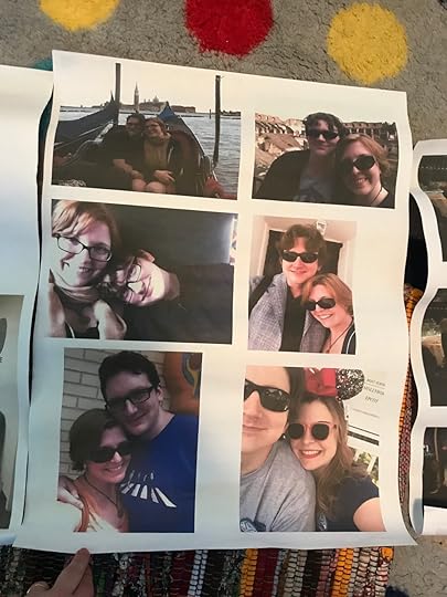 These are mostly photos from our trip around Europe - Venice on a gondola, in the Colosseum in Rome, on a train in Brussels, and outside our villa in St. Agatha (near Sorrento). The bottom two are from Dallas and Disneyworld!