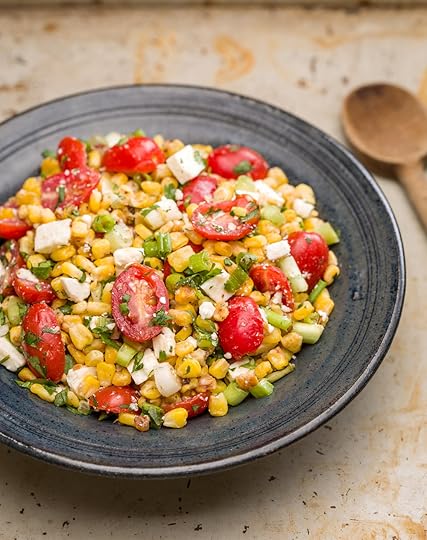 Charred Corn Salad by Suzanne Podhaizer featured in The Vermont Non-GMO Cookbook .