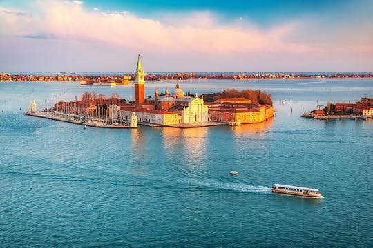 Aerial view at San Giorgio Maggiore island, Venice, Italy