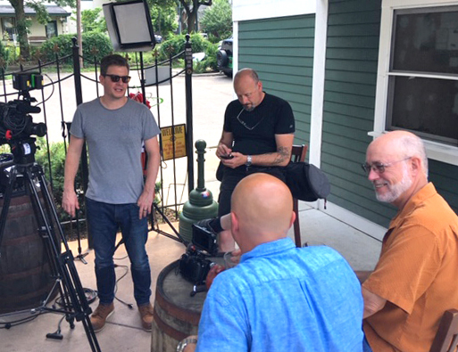 Photo of Timothy R. Gaffney being interviewed by Mike Morgan for an episode about Dayton brewing on Youtube's "Brew Skies" channel.