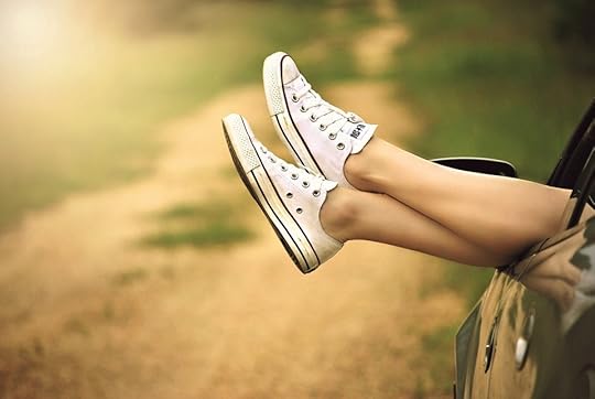 Legs, Window, Car, Dirt Road, Relax, Woman, Outdoor