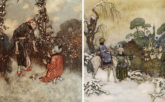 Beauty's father steals a rose then delivers his daughter to the beast by Edmund Dulac