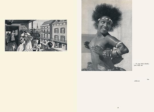 Diptych two black and white photographs with text on off-white background