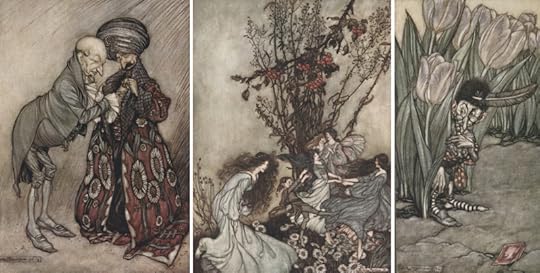 Three fairy paintings by Arthur Rackham