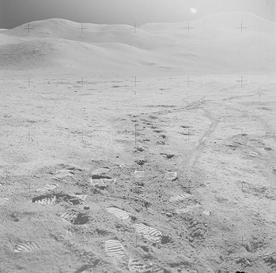 Neil Armstrong, An Apollo 11 Hassleblad image of the moon's surface with footprints, 1969