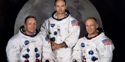 Armstrong, Collins, and Aldrin (L-R)