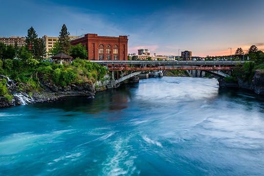 Spokane River at sunset, in Spokane, Washington