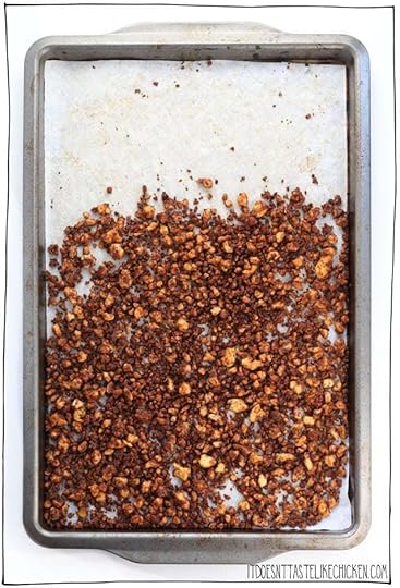 Vegan chorizo tofu crumbles! Easy to make and can be prepared ahead of time, this vegan chorizo recipe can be used to amp up any dish! Sprinkle it on pizza, tacos, in a burrito, in a bowl, on nachos, in rice, on top of roasted potatoes, on soup, in a stuffed pepper, or anywhere you like. #itdoesnttastelikechicken #veganrecipe