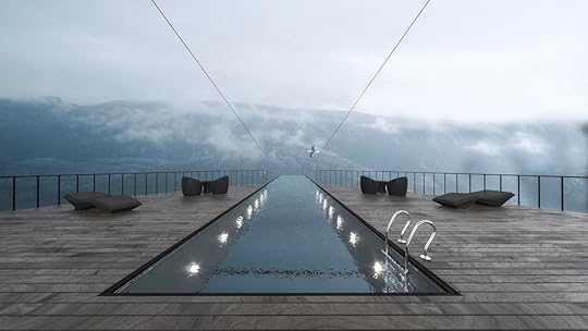 Hotel's swimming pool on Norwegian cliff
