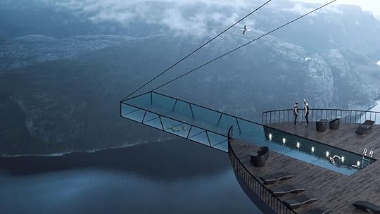 Hotel swimming pool on Norwegian cliff