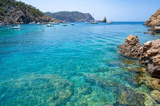 Cala Benirras beach of Ibiza in Sant Joan of Balearic Islands