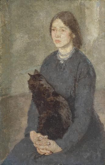 Young Woman Holding a Black Cat by Gwen John