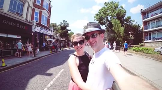 Tom and I walking up to the street fair, July 2018
