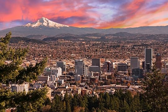 Sunrise View of Portland, Oregon from Pittock Mansion