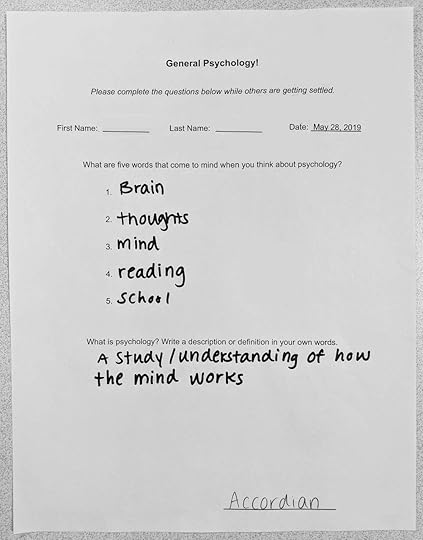 Student response on May 28, 2019